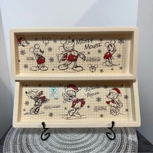 Disney Minnie and Mickey Mouse Bamboo Sketchbook Christmas Trays Set of 2 NWT